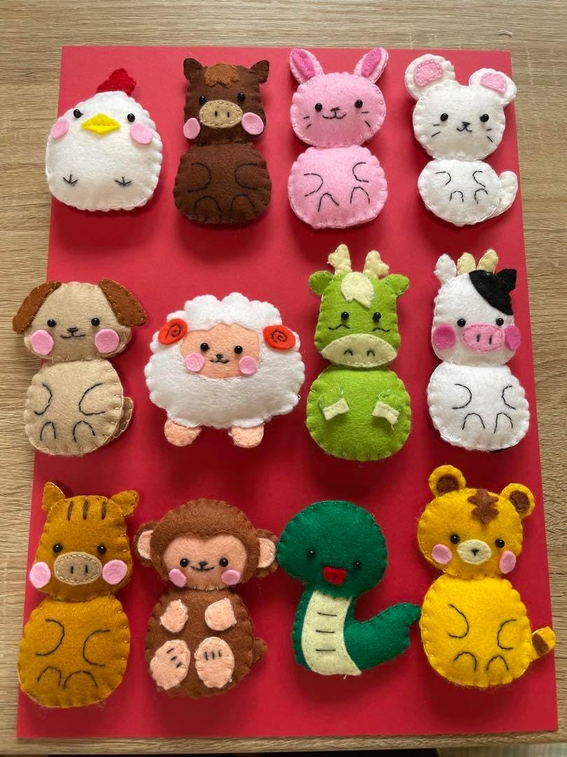 お*ん様 羊毛フェルト　十二支　縁起物 十二支のフェルトセット お*ん様 羊毛フェルト 十二支 縁起物 羊毛